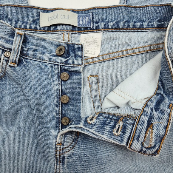 Y2K Vintage GAP Boot Cut Jeans Size 4/6 Light Wash Denim Button Fly Made in USA - Picture 6 of 10